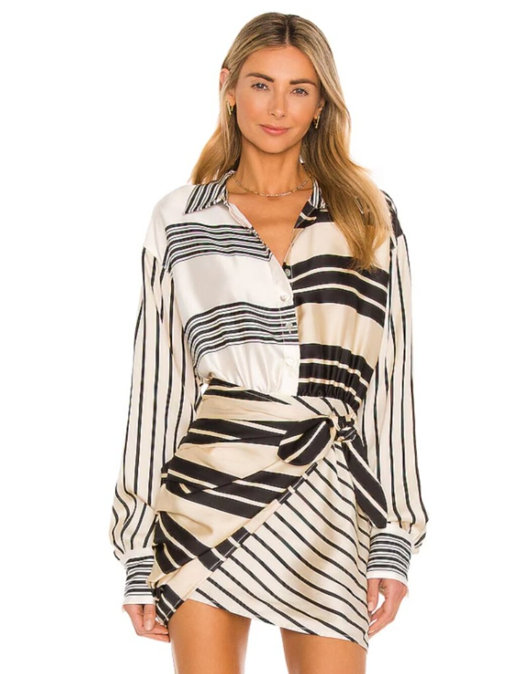 L'Academie The Kamille Mini Dress Black & Cream Size L